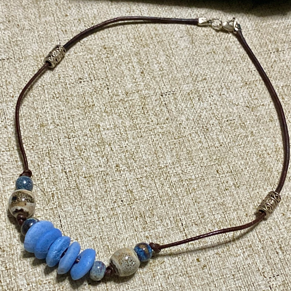 Silver and Blue Bohemian Necklace with Turquoise Beads